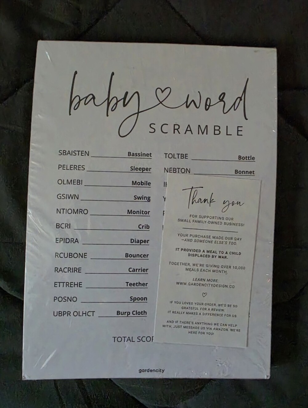 Baby Word Scramble Game 50 Pack - White & Pink Reversable  New Sealed